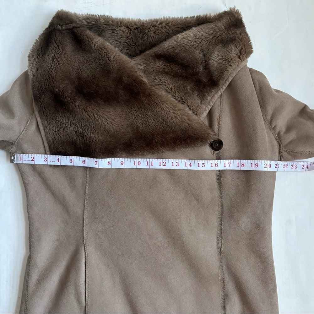 Pinko Faux Fur Suede Coat Cream Size Medium - Picture 12 of 17